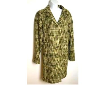 ISDA&CO Green Tweed Jacket Coat Wool Trench Long Olive Army Warm Collared